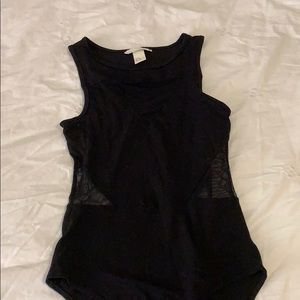 Mesh Insert Black Bodysuit - XS